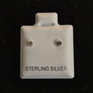 .925 Sterling Silver Small White Stud Earrings, Jewelry